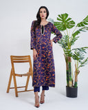 Navy Blue Block Print Dress