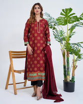Maroon Block Printed Dress