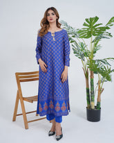 Blue Block Print Dress