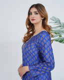 Blue Block Print Dress