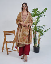Embroidery Russian Silk dupatta (002DG)